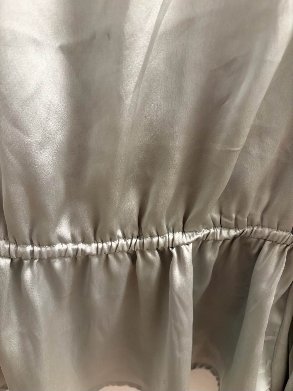 Abercrombie & Fitch Sage Green Satin V-Neck Blouse with Tie - Picture 7 of 8